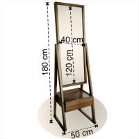 Masif Ahşap Ayaklı Ayna, Çekmeceli.